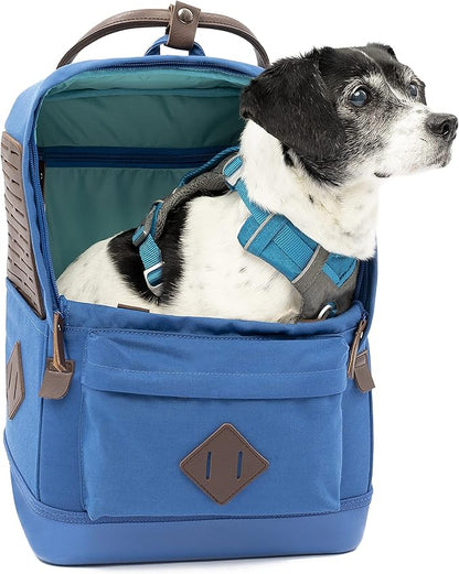 Kurgo Nomad Dog Carrier Backpack, Hiking Backpack for Small Dogs, Pet Travel Back Pack Carrier, Interior Safety Tether, Waterproof Bottom, Dual Carry Handles, Holds Pets Up to 15 lbs, Blue