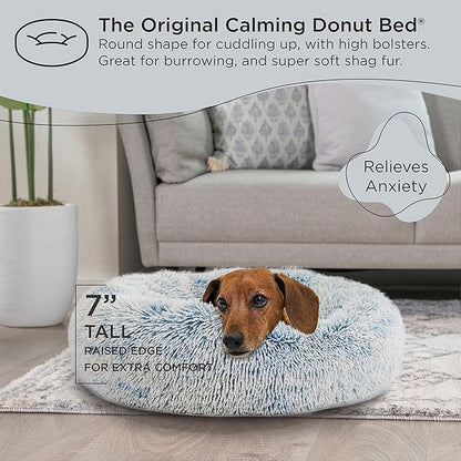 Best Friends by Sheri The Original Calming Donut Cat and Dog Bed in Shag Fur Denim 23"