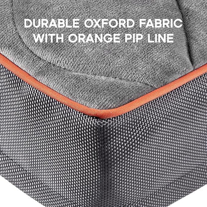 Medium Waterproof Orthopedic Egg Crate Foam Dog&Cat Beds Supportive Dog Bed Matt for Small Dogs Removable Washable Cover Oxford Fabric Bottom & Quilted Velvet Top 50lbs