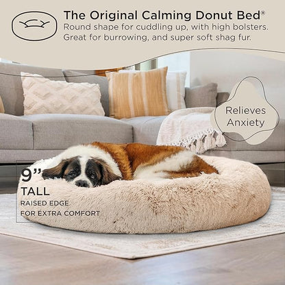 Best Friends by Sheri The Original Calming Donut Cat and Dog Bed in Shag Fur Taupe 45"