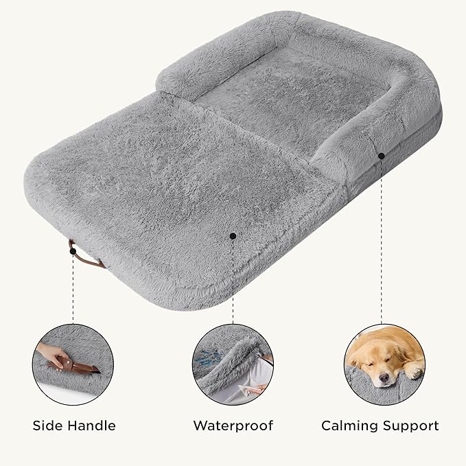 Bedsure Foldable Human Dog Bed for Kids 2 in 1 Calming