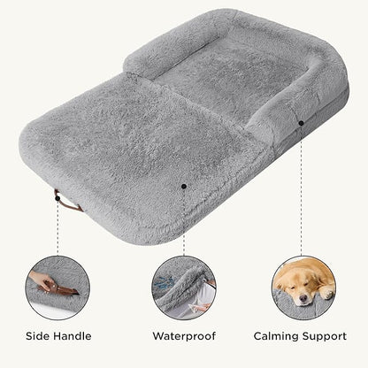 Bedsure Foldable Human Dog Bed for Kids 2 in 1 Calming