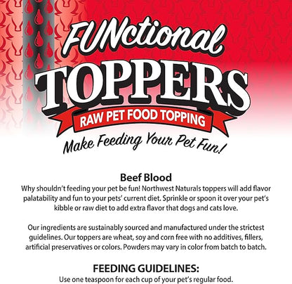 Northwest Naturals Freeze-Dried Beef Blood Functional Topper - for Dogs & Cats - Healthy, 1 Ingredient, Human Grade Pet Food, All Natural - 3.5 Oz (Packaging May Vary)(Pack of 2)