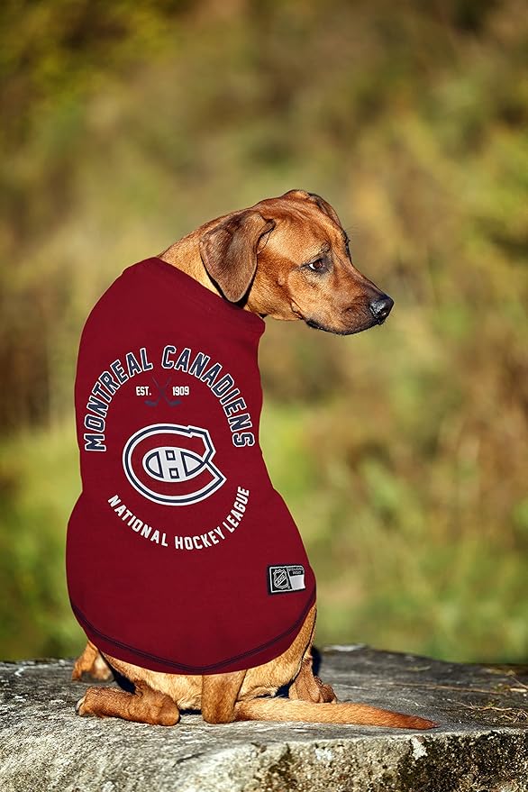 NHL Montreal Canadiens Tee Shirt for Dogs & Cats, Large. - Are You A Hockey Fan? Let Your Pet Be An NHL Fan Too!