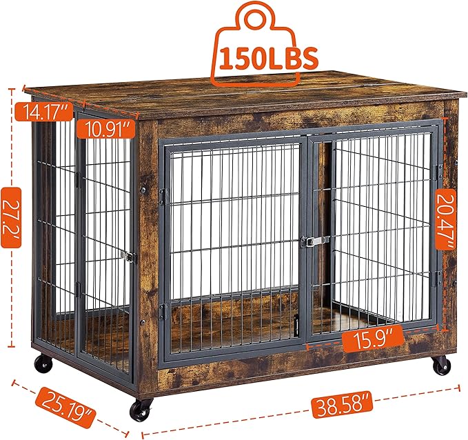 NicBex Dog Crate Furniture Dog Cage with Doors and Lift Top