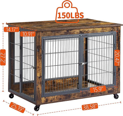 NicBex Dog Crate Furniture Dog Cage with Doors and Lift Top