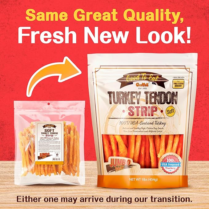 Gootoe Soft Turkey Tendon Dog Treat 1 lb (Pack of 1) – Soft Strip, 100% USA Sourced Turkey, Natural Snack, Hypoallergenic, Rawhide Free, Reseal Value Bag, Ideal for Small & Senior Dogs