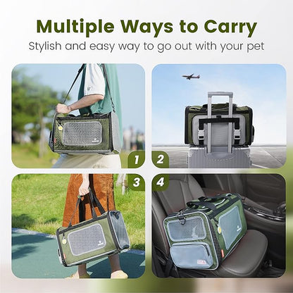 Pawaii Pet Carrier, TSA Airline Approved Cat Carrier, Soft Sided Collapsible Pet Travel Carrier, Foldable, Protable, Travel Friendly, Comfortable, Convenient Pet Travel Carrier