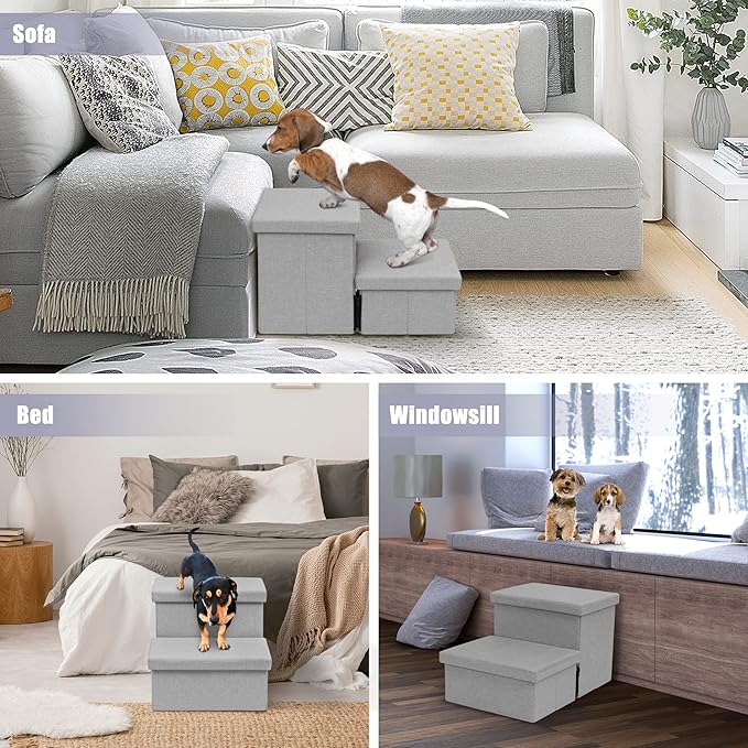 Heeyoo Dog Stairs with Storage 2 Tiers 50 lbs