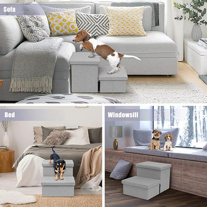 Heeyoo Dog Stairs with Storage 2 Tiers 50 lbs