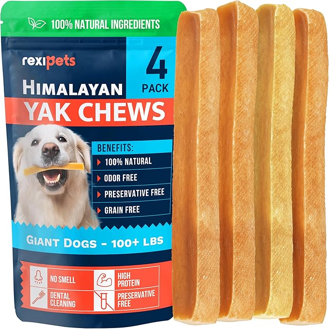 100% Natural Yak Cheese Himalayan Made Dog Chews All Breeds - Lactose Free Yak Chews for Small, Medium & Large Dogs - Dental Cleaning Dog Chews Aggressive Chewers - Long Lasting Odor & Gluten Free