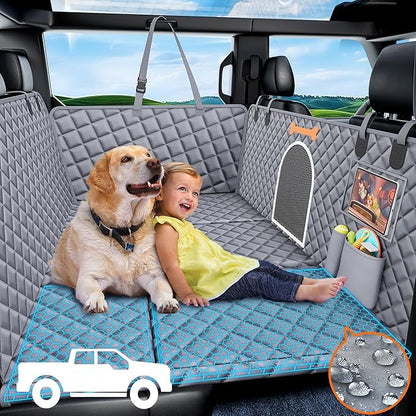 Dog Car Seat Cover for Back Seat Hard Bottom 100% Waterproof,