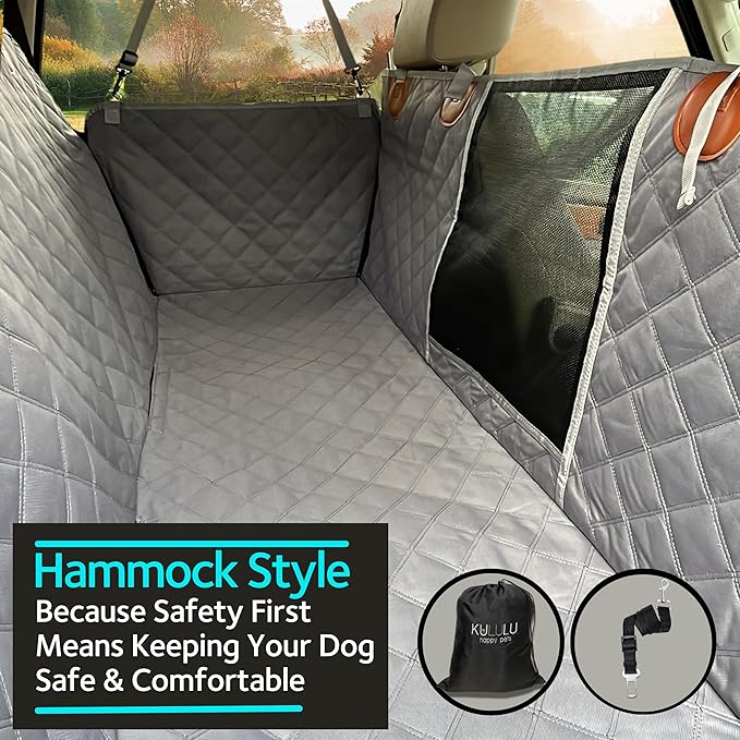 KULULU Dog Car Seat Cover for Back Seat 100% Waterproof (60" W 64" L))