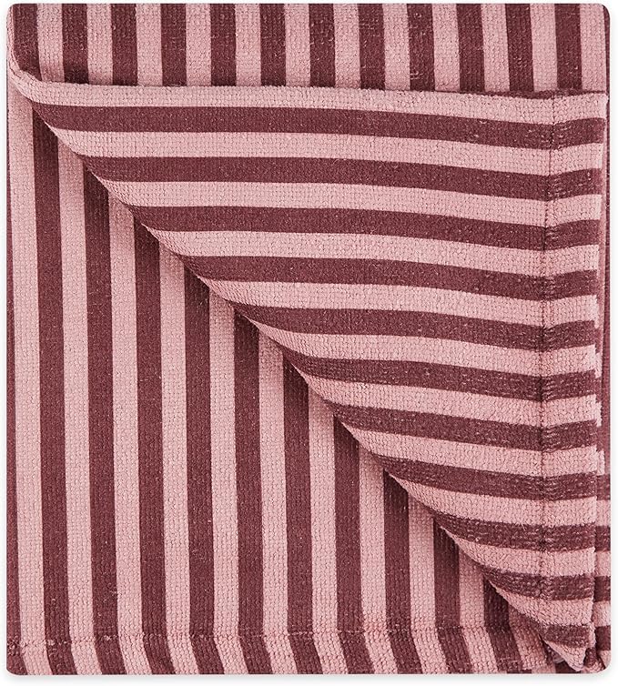 Bone Dry Pet Grooming Towel Collection Absorbent Microfiber X-Large, 41x23.5", Striped Cranberry