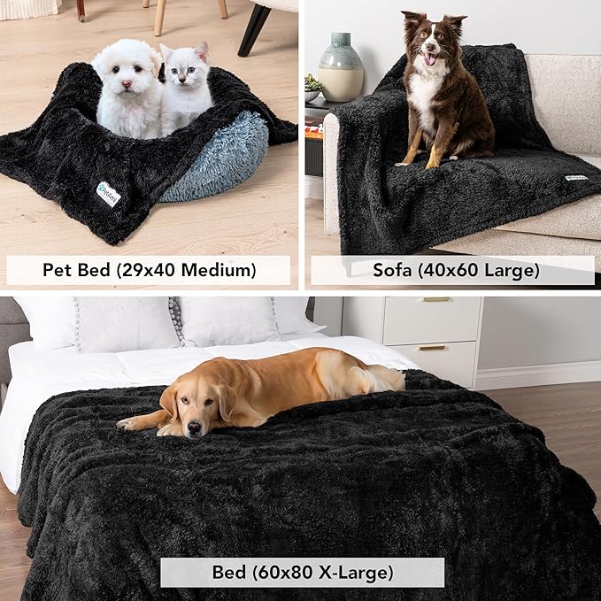 PetAmi Dog Blanket for Large Dogs Black 60x80