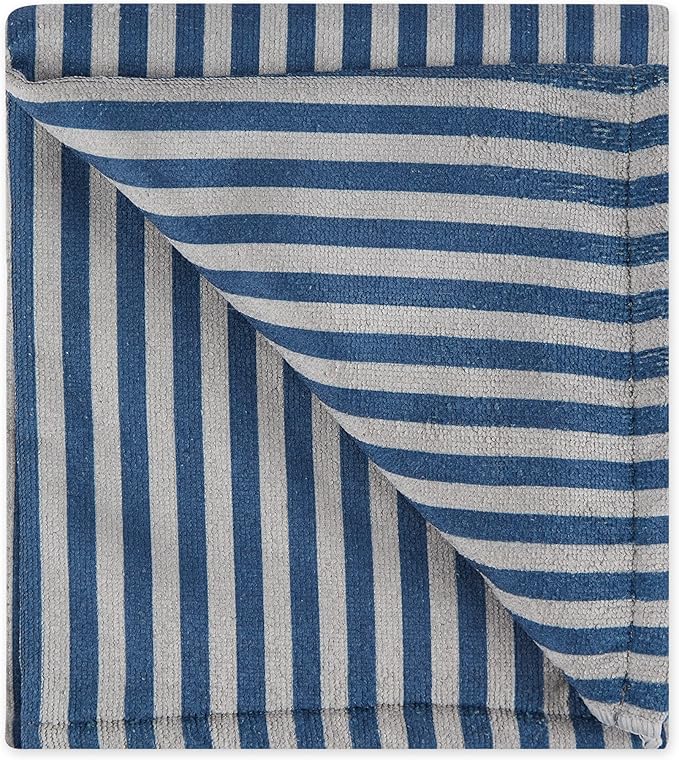 Bone Dry Pet Grooming Towel Collection Absorbent Microfiber X-Large, 41x23.5", Striped Navy