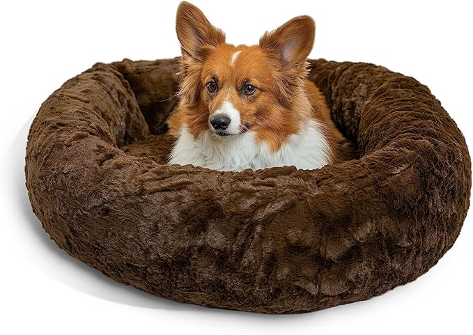 Best Friends by Sheri The Original Calming Donut Cat and Dog Bed in Lux Fur Dark Chocolate 30"