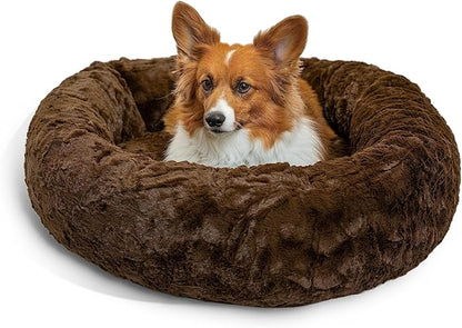 Best Friends by Sheri The Original Calming Donut Cat and Dog Bed in Lux Fur Dark Chocolate 30"