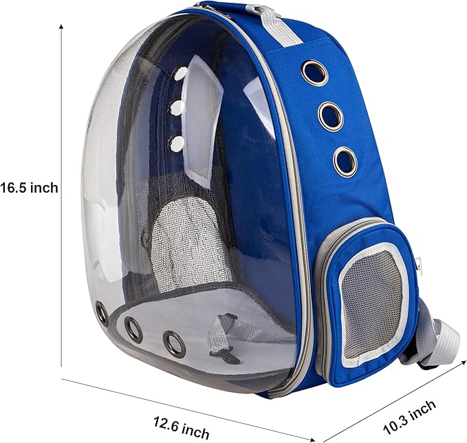 Cat Backpack Carrier Bubble Bag, Transparent Space Capsule Pet Carrier Dog Hiking Backpack, Small Dog Backpack Carrier for Cats Puppies Airline Approved Travel Carrier Outdoor Use Blue