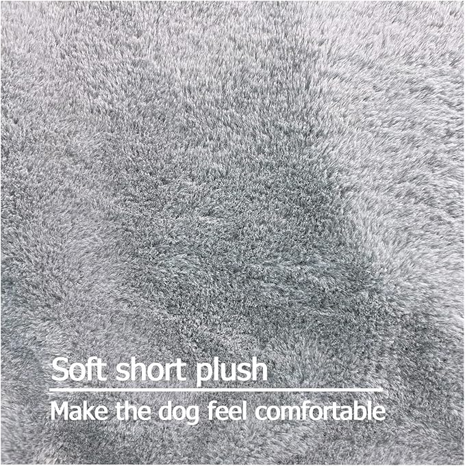 Dog Bed Cover 44L x 32W x 4H Inch,Heavy Duty Durable Waterproof Fluffy Soft Short Plush Replacement Dog Bed Covers,Washable Removable Pet Bed Mattress Cover with Zipper.Grey,Cover Only.