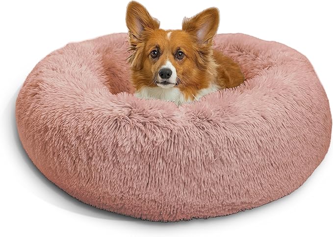 Best Friends by Sheri The Original Calming Donut Cat and Dog Bed in Shag Fur Dusty Rose 30"