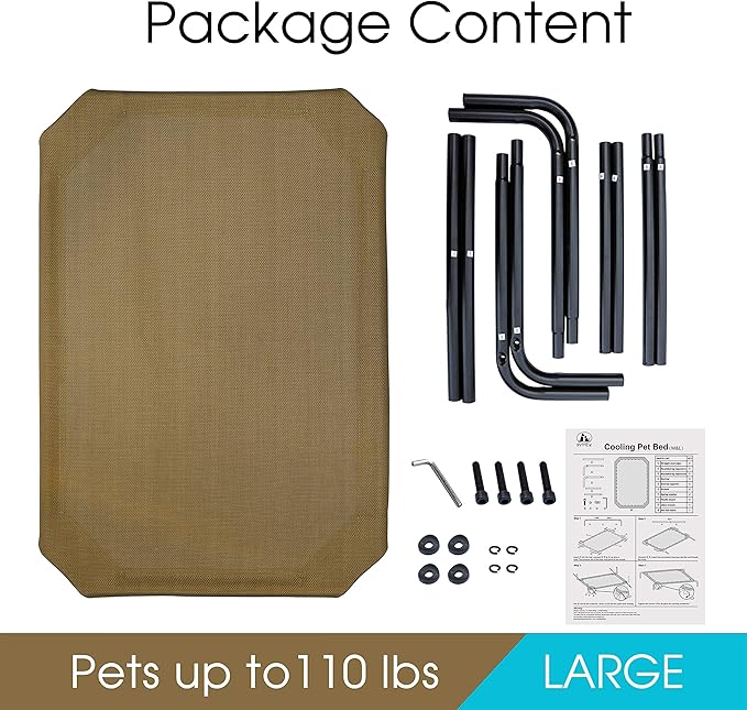 PHYEX Heavy Duty Steel-Framed Portable Elevated Pet Bed 50.5" L 30.5" W 7.8" H(L,