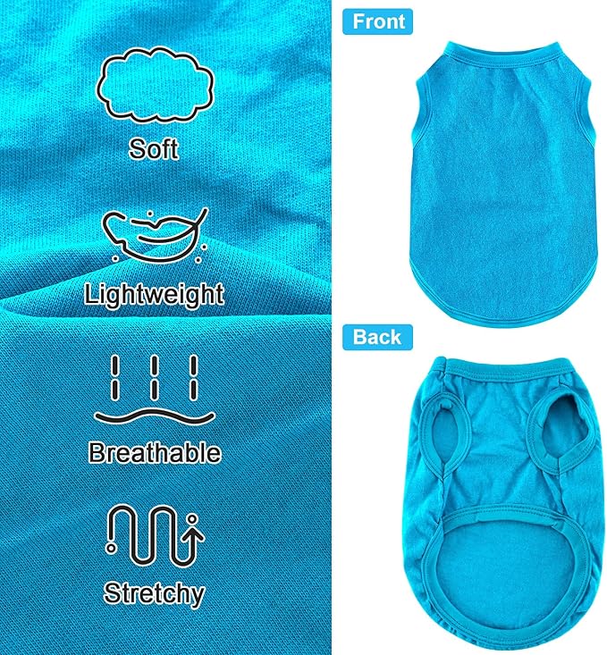 Dog Shirt Vest Clothes for Small Dogs Boy Girl Summer Solid Stretchy Puppy T-Shirts Soft Cool Breathable Lightweight Dog Sweatshirt Pet Cat Outfit