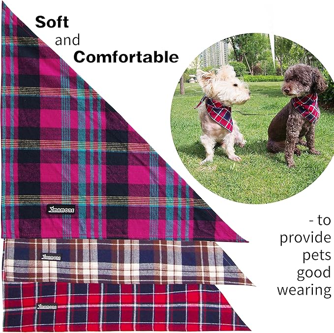 Adjustable Plaid Dog Bandanas 1PC Soft