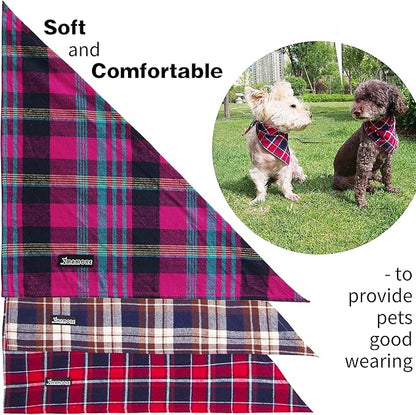 Adjustable Plaid Dog Bandanas 1PC Soft