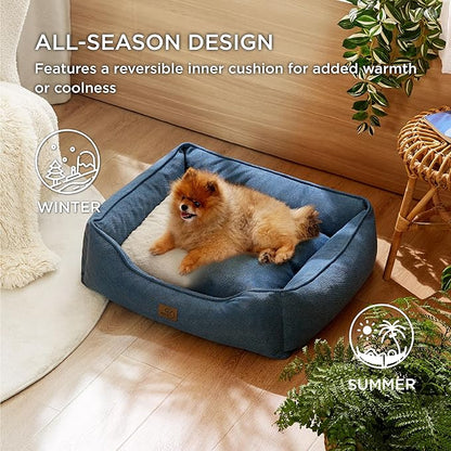 Bedsure Washable Dog Bed for Small Dogs 25x21x8inches, Blue