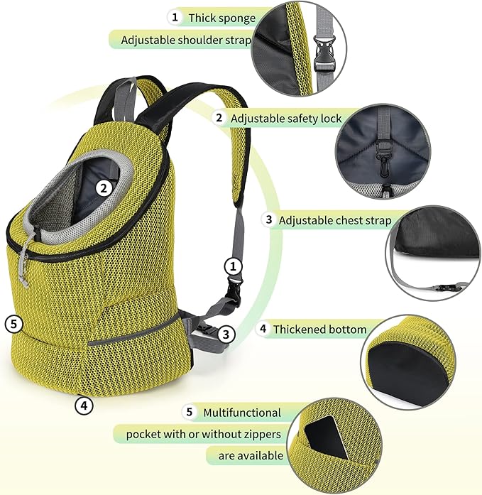 Mile High Life | Hiking Outdoor Pet Carrier Backpack | Kitty Puppy Cat Carrier | Dog Carrier for Small Dogs | Dog Backpack w Breathable Mesh with Soft Padding(Comb Yellow, Small (Pack of 1))