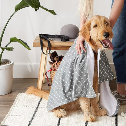 Bone Dry Pet Grooming Towel Collection Absorbent Microfiber X-Large 41x23.5", Trellis