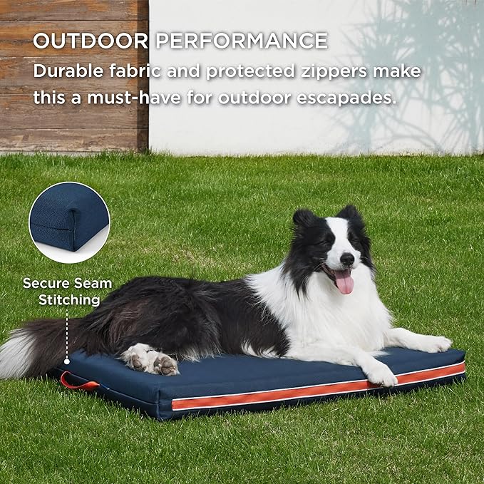 Bedsure Chewproof Durable Outdoor Waterproof Dog Bed with Heavy Duty Cover (36"x27", Navy