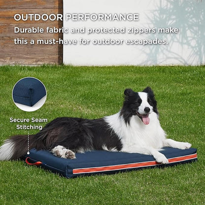 Bedsure Chewproof Durable Outdoor Waterproof Dog Bed with Heavy Duty Cover (36"x27", Navy