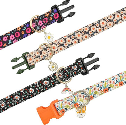 Flower Patterns Dog Collar with Accessories