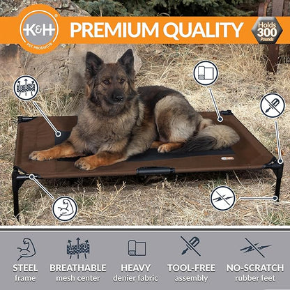 K&H Pet Products Dog Cots Beds for Large Dog- Elevated Outdoor Dog Cot Bed- Raised Dog Hammock Cooling Bed- Washable