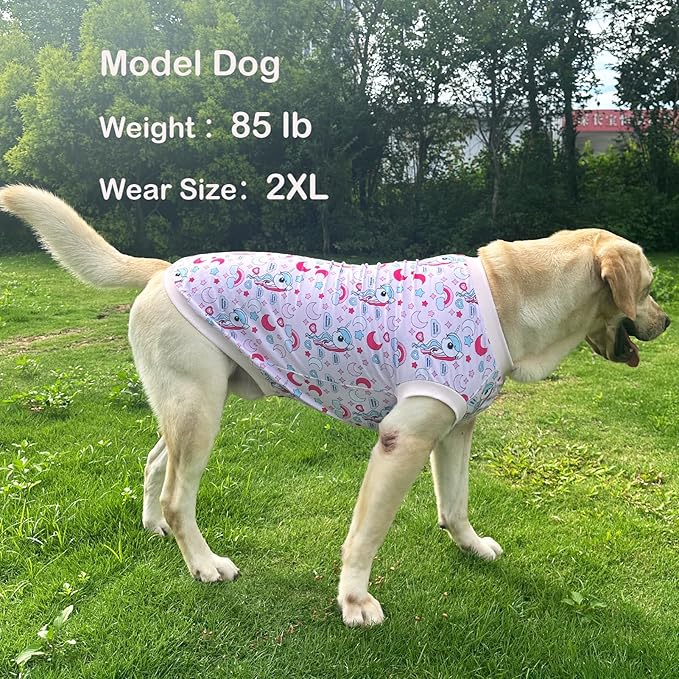 Dog Pink Sleeveless T Shirt Unicorn Rainbow Prints Dog Vest Shirt Soft Stretchy Summer Clothes for Large Dog Boys Girls Shirt (Large,Unicorn)