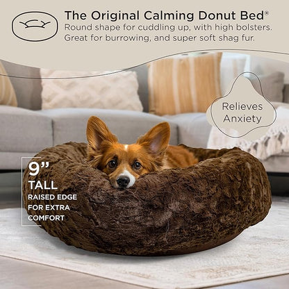 Best Friends by Sheri The Original Calming Donut Cat and Dog Bed in Lux Fur Dark Chocolate 30"