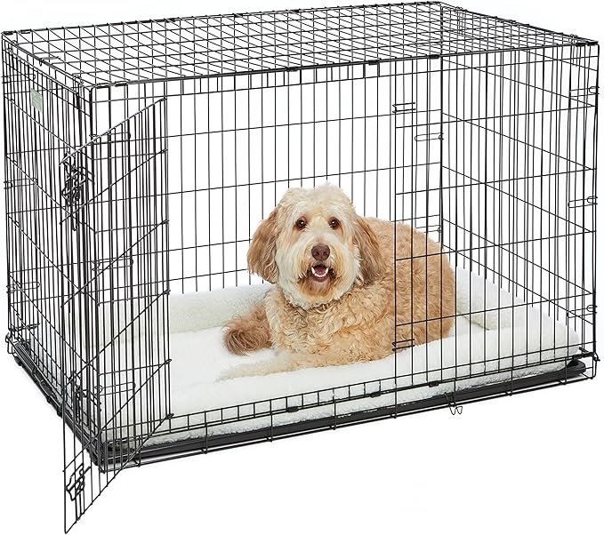 MidWest Homes for Pets Bolster Dog Bed 48L-Inch White Fleece Dog Bed w/ Comfortable Bolster 48-Inch Dog