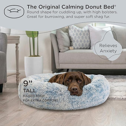 Best Friends by Sheri The Original Calming Donut Cat and Dog Bed in Shag Fur Denim 36"