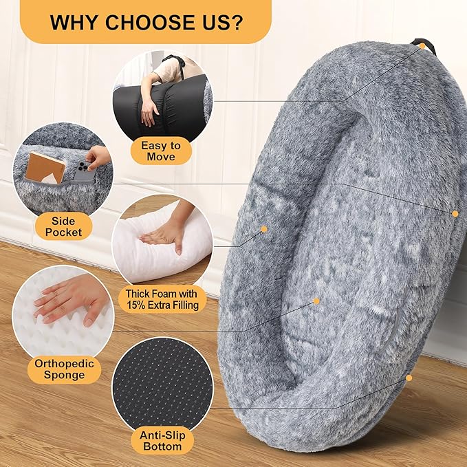 MAROUTE Large Dog Bed 63" Luxury 3D Memory