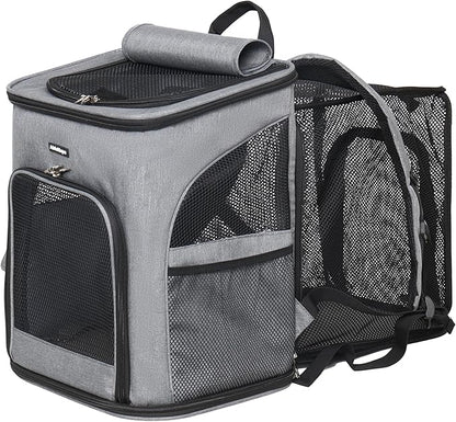 Cat Backpacks for Carrying Cats Pet Backpack Carrier for Small Dogs and Cats, Fully Ventilated Mesh Dog Backpack, Portable Cat Carrier for Travel, Hiking, Walking (Gray - Expandable)