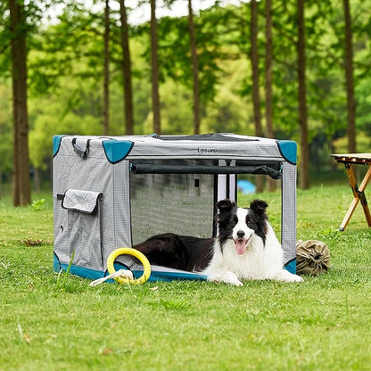Lesure Cute Soft Collapsible Dog Crate 36 Inch 4-Door Foldable