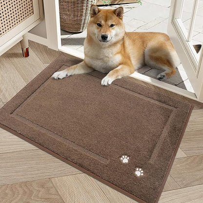 BEQHAUSE Dog Door Mat for Muddy Paws Absorbent Dirt Trapper Entryway Rug Non-Slip Washable Dog Welcome Mat Soft Mud Mat for Dogs Entry Indoor Door Mat for Inside Floor 24"x36"