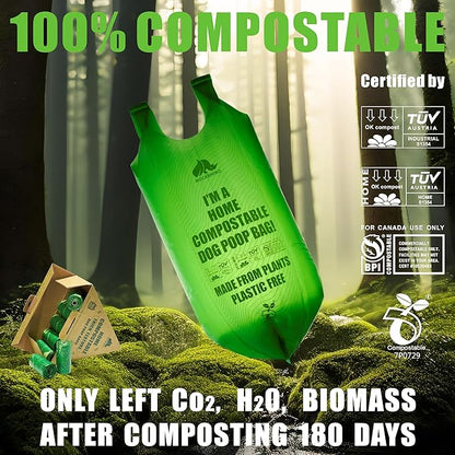 100% Home Compostable Dog Poop Bags With Handles 33% Thicker 8x Protection Dogs,150 Bags)