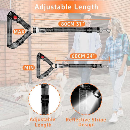 Retractable Adjustable 3-in-1 Pets Car Seat Belt with Elastic Bungee Buffer