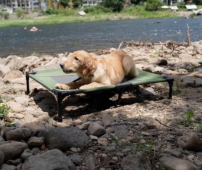 Large Dog Cot Bed Outdoor Waterproof Outdoor,Green,36 * 30 * 7 inches