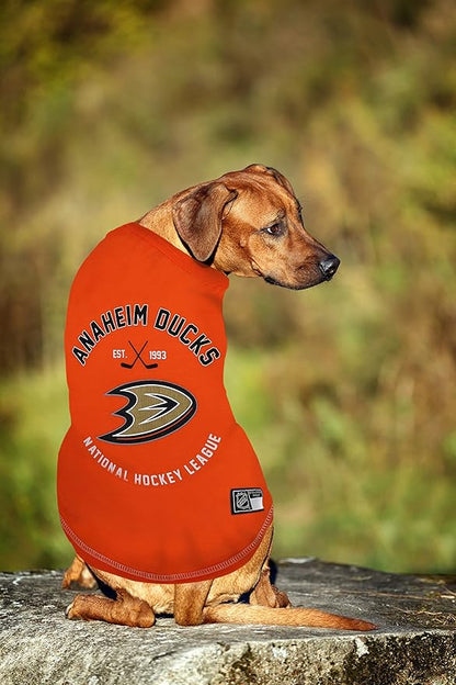 NHL Anaheim Ducks Tee Shirt for Dogs & Cats, Medium. - Are You A Hockey Fan? Let Your Pet Be An NHL Fan Too!