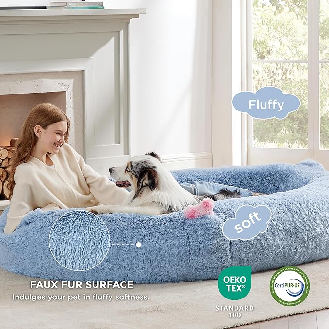 Bedsure Memory Foam Human Dog Bed 72"x48"x12" Calming