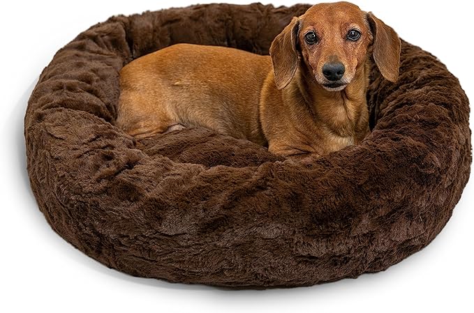 Best Friends by Sheri The Original Calming Donut Cat and Dog Bed in Lux Fur Dark Chocolate 23"